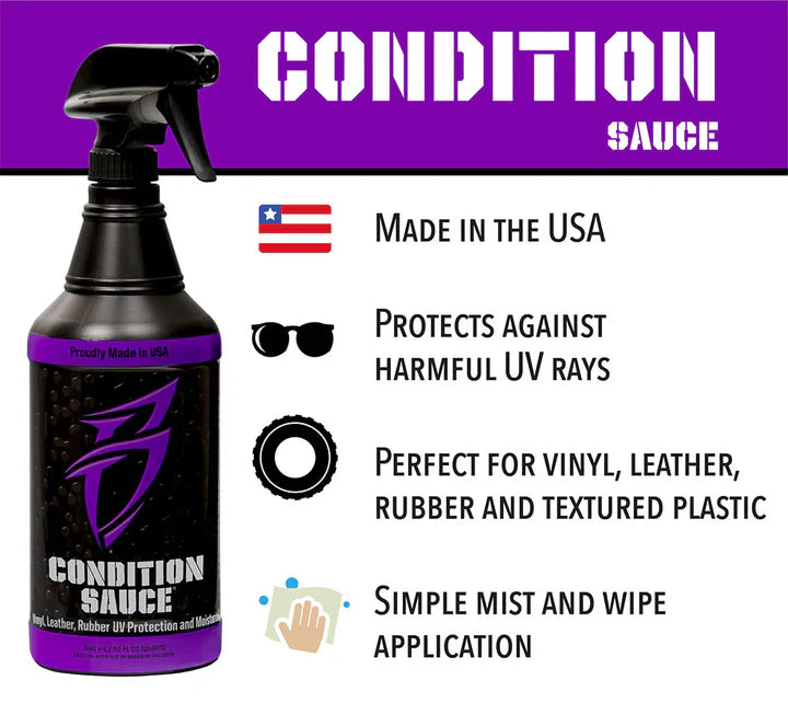 Boat Bling Sauce Conditioning Sauce for Vinyl, Leather & Rubber UV Protecting and Moisturizing Spray.
