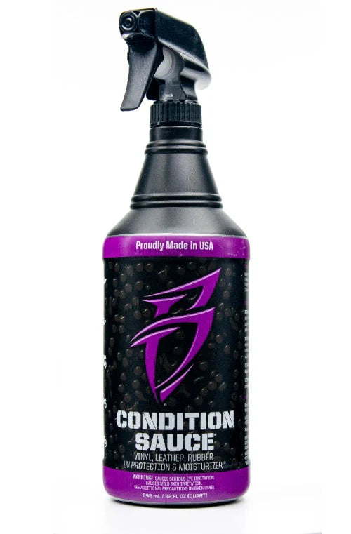 Boat Bling Sauce Condition Sauce for Vinyl, Leather & Rubber UV Protecting and Moisturizing Spray. Made in the USA.