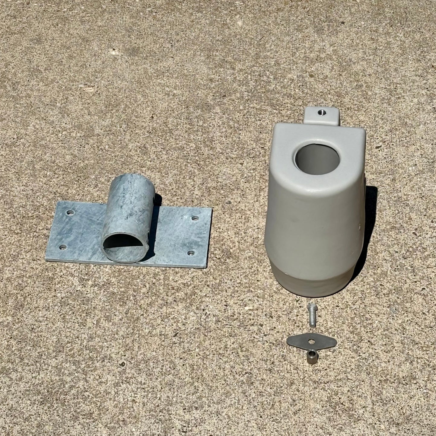 Fixed Dock Installation kit for the YAKport Kayak launch comes with 2 -pole holders, hardware sets, and brackets.