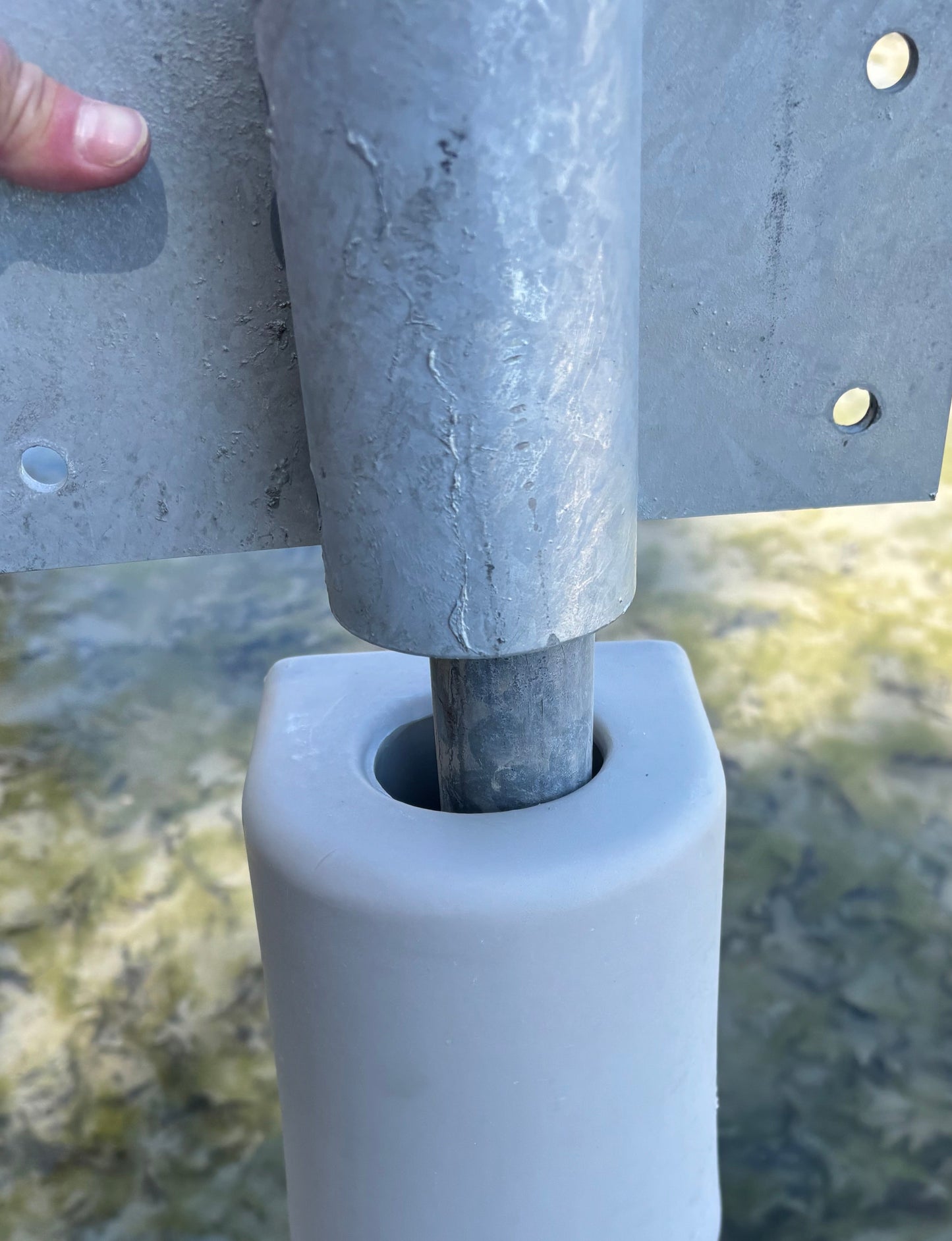 Example of how the full Fixed Dock Installation kit works with the dock pole.