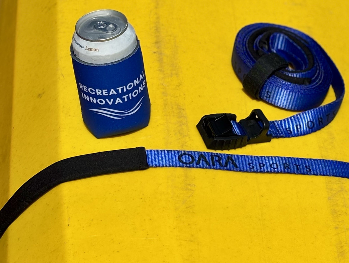 Oara Sports Cam Straps with Recreational Innovations can holder and Necky Elaho kayak in Wisconsin.