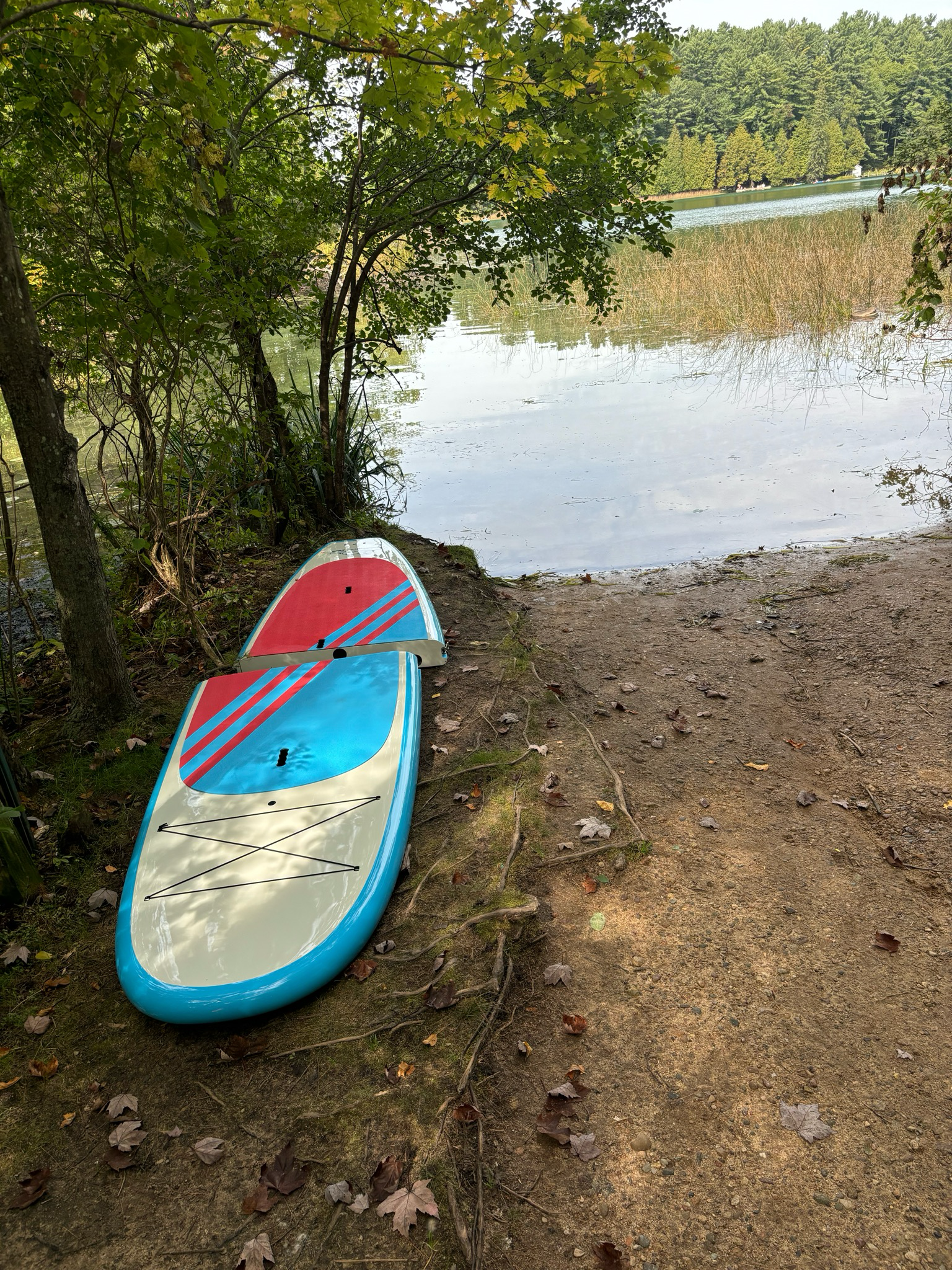 The lightweight two piece paddleboard is great for travel.