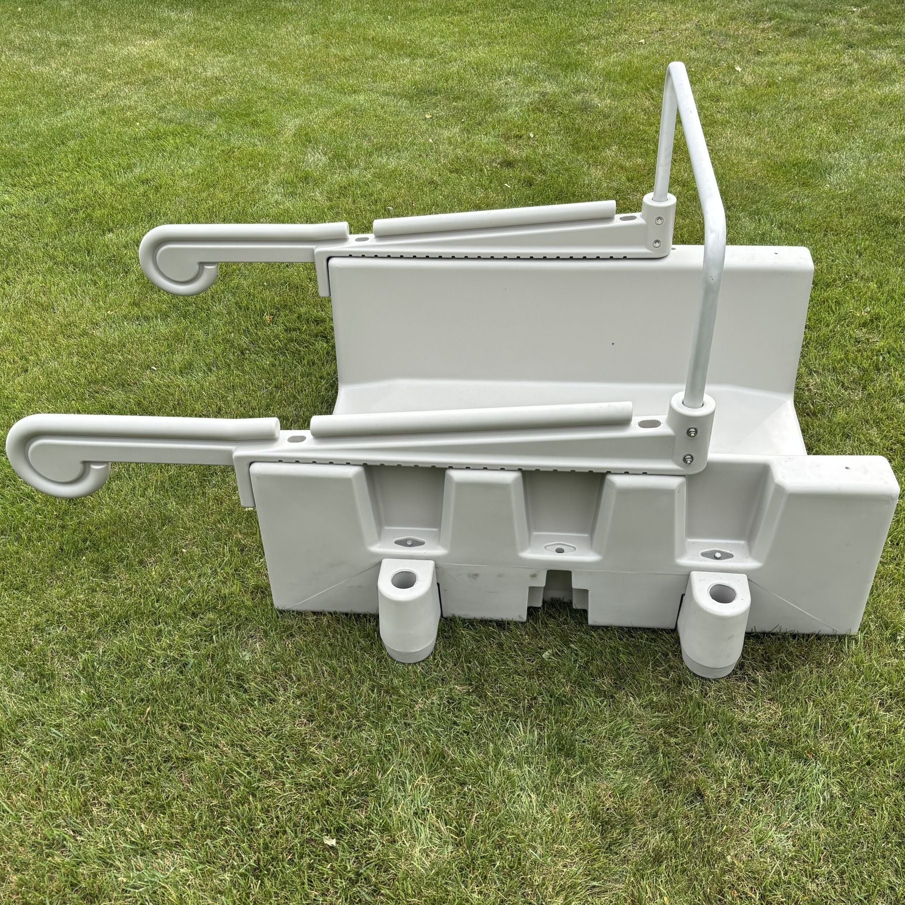 Assembled Gray YAKport Kayak Launch Kit with fixed dock kit attached.